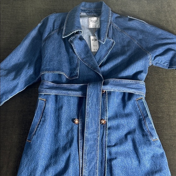 Abercrombie & Fitch Jackets & Blazers - Abercrombie & Fitch Blue Denim Trench Coat